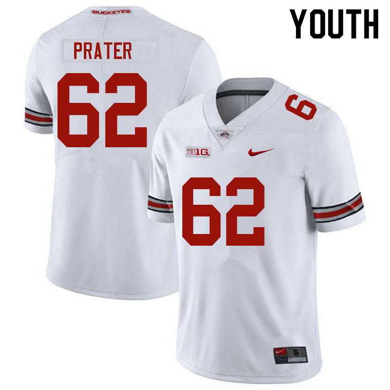 Ohio State Buckeyes Bryce Prater Youth #62 White Authentic Stitched College Football Jersey